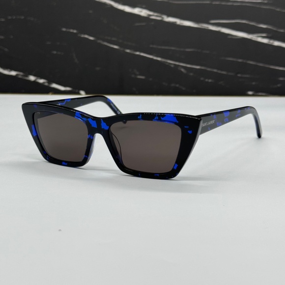 NEW SL276 MICA 009 SAINT LAURENT BLACK GREY CAT EYE SL 276 009 WOMEN SUNGLASSES - Picture 4 of 14